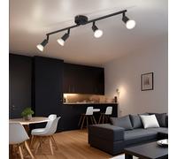 Plafonnier Salon Spotleiste Plafonnier 4 flammes noir ajustable, métal, 4x GU10, L 60 cm