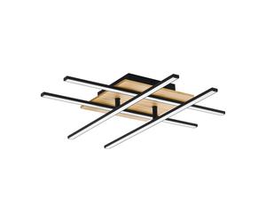 Plafonnier MA1 LED 4X5,3W en acier et bois noir et marron 500x500x90mm