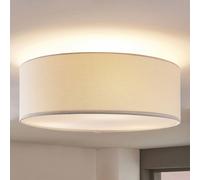 Plafonnier Mariat Lindby, dimmable, blanc, Salon / Salle à manger, Textile / Tissu / Soie, Moderne, Plafonnier Tissu