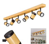 Plafonnier Martim de HOFSTEIN, plafonnier moderne en bois/métal, naturel/noir, luminaire à 6 ampoules au design scandinave avec spots réglables, 6 x GU10, sans ampoules