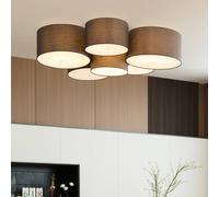 Plafonnier Maureka Lindby, dimmable, noir, Salon / Salle à manger, Textile / Tissu / Soie, Moderne, Plafonnier Tissu