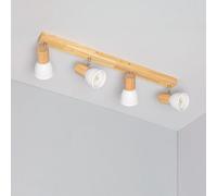 Plafonnier Métal Et Bois Tautau 4 Spots Blanc
