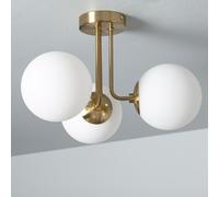 Plafonnier Métal et Verre Moonlight Brass 3 Spots Blanc