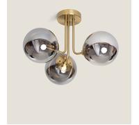 Plafonnier Métal et Verre Moonlight Brass 3 Spots Gris Fumée