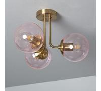 LEDKIA LIGHTING - Plafonnier Métal et Verre Moonlight Brass | 3 Spots E27 | IP20 Intérieur | Design Doré | Ambiance Réglable, Rose