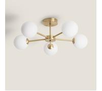 LEDKIA LIGHTING Plafonnier Moonlight Brass 5 spots Métal et verre pour chambre salon cuisine Doré