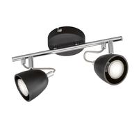 Plafonnier, métal, noir Spot de plafond, 2 flammes Plafonnier, deux spots, pivotant, chrome, 2x LED 4W 320Lm blanc chaud, LxPxH 30x10x16 cm