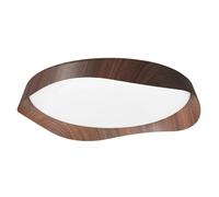 Plafonnier Minimaliste Style Vague, Structure En Fer Et Pvc Finition Noyer, Design Fin En Forme de Feuille Irrégulière, Plafond, Lampe Encastrée Pour Chambre, Bureau, Éclairage Intérieur (Noir)/Bois d