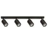Plafonnier moderne, bandeau décoratif noir, 4 spots, 4 ampoules GU10 25 W, Zoom