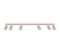 Plafonnier moderne, bandeau taupe, 117 cm, spots orientables à ailettes, 6 ampou
