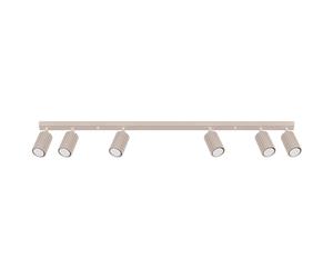Plafonnier moderne, bandeau taupe, 117 cm, spots orientables à ailettes, 6 ampou