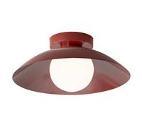 Plafonnier Moderne de Style Nordique, Applique Murale Avec Abat-Jour En Verre Et Finition Crème, Lampe de Plafond Ronde En Métal, Luminaires de Plafond Colorés Pour Entrée, Escalier Et Couloir./Rouge