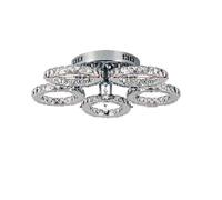 Plafonnier moderne en cristal, ampoules LED incluses, taille 20,8", 5 anneaux, Avec télécommande