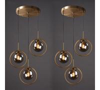 Plafonnier Moderne Et Minimaliste en Forme De Boule De Verre avec Culot E14, 3 Lumières Réglables, Idéal pour Une Cuisine, Un Salon, Une Salle à Manger Ou Une Chambre à Couche, Smoke Gray, 2 Pack