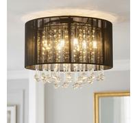 Plafonnier Moderne Globo G9 LED 40 cm Cristaux en Verre Soie Noir 7-12