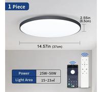 Plafonnier moderne, gradation intelligente, efficacité énergétique, 50W-noir-1P, réversible, 50W