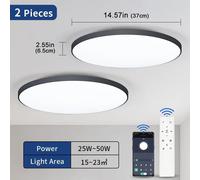 Plafonnier moderne, gradation intelligente, efficacité énergétique, 50W-noir-2P, réversible, 50W