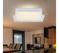 Plafonnier moderne, lampe de salon, dimmable, lampe design LED, disque acrylique carré, verre dépoli, 1x LED 11W 1370lm 3000K blanc chaud, LxlxH 36 x 19 x 10,5 cm