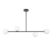 Plafonnier moderne noir 4 globes verre Gama Sigma G9
