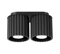 Plafonnier moderne noir ovale 21 cm 2xGU10 Aura Sollux