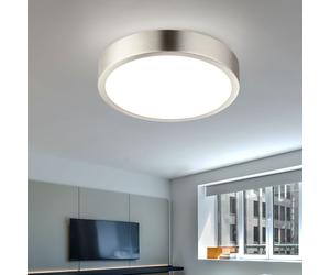 Plafonnier moderne Salon Plafonnier nickel, LED Chambre à coucher dimmable, alu acrylique, 1x LED 15W 1100lm 4000K blanc neutre, DxH 14,5x2,6 cm
