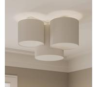 Plafonnier Mona TK Lighting, dimmable, blanc, Chambre à coucher, Textile / Tissu / Soie, Moderne, Plafonnier
