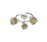 Plafonnier Nando 3xe14 Chrome-Blanc/Bois Clair Spots Orientables 16x35x35 Cm