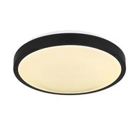 Plafonnier noir lampe de chambre moderne, plafonnier LED détecteur de mouvement IP44, métal acrylique opale, 18W 980lm 4000K blanc neutre, D 30 cm