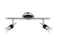 Plafonnier noir lampe de chambre spot de plafond moderne 2 lampes GU10 LED, métal, LED 48W 2300lm 3000K, LxPxH 38x11x16 cm