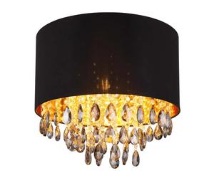 Plafonnier noir or Lampe de plafond cristal Lampe de table à manger Lampe de salon, cristaux de verre plastique métal textile, 1x E27, DxH 40 x 33 cm