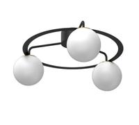 Plafonnier noir-or rond 3 globes verre Ballo E27 Luminex