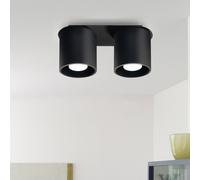 Plafonnier noir rond plafonnier deux spots Spot noir, 2 flammes ALU, 2x GU10, L 26 cm