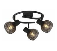 Plafonnier noir rond triple grille Loretto 3xE14 Reality