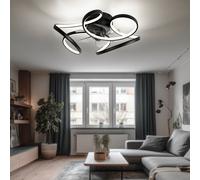 Plafonnier noir Ventilateur moderne Lampe de salon à intensité variable, lampe design LED Télécommande Ventilateur, métal, LED 30W 2200lm 3000-6000K, DxH 56x21cm