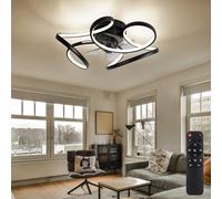 Plafonnier noir ventilateur salon gradateur de lumière refroidisseur d'ambiance LED télécommande ventilateur, métal, LED 30W 2200lm 3000-6000K, DxH 56x21cm