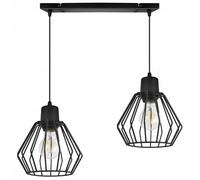 Plafonnier Nuvola Light-Home Suspension - Lustre de Plafond Moderne pour Chambre Salon et Cuisine Style Industriel Loft - Pour 2 Ampoules E27 - Abat-jour métallique - Noir