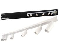 EDO Spots de Plafond Orientable Blanc MALGA 6, Plafonnier 6 Spots avec Douille GU10, Éclairage de Plafond Moderne, Luminaire Plafonnier 230V, Barre de Spot sans Ampoules pour Salon Chambre à Coucher
