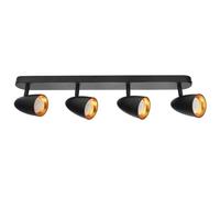 EDO Plafonnier à 4 points OVO 4 LED noir doré IP20 GU10 4 points, réflecteur GU10 rotatif, spot, 230 V, pour salon, Goldring EDO777243