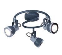 Plafonnier orientable LED Spot de plafond 3 flammes Spot de cuisine Plafonnier, 3 flammes gris pierre Spots métalliques mobiles, 3x GU10 douilles, DxH 25,5x16 cm