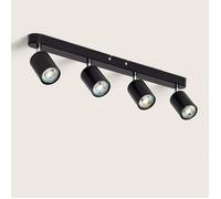 Plafonnier Orientable Métal 4 Spots Albus Black Large Noir