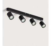 LEDKIA LIGHTING Plafonnier Orientable Métal 4 Spots Albus Black Large pour chambre, salon, cuisine Noir