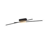 Plafonnier PANAGRIA LED 2X13W en acier et bois noir et marron 935x75x110mm