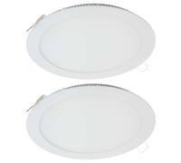 Plafonnier panneau intégré lampe de salon lampe encastrable lampe de couloir lampe de cuisine, plastique blanc, LED 8W 800Lm 6000K blanc froid, D 14,5 cm, lot de 2
