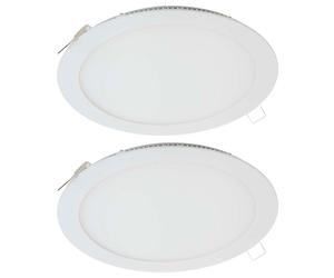 Plafonnier panneau intégré lampe de salon lampe encastrable lampe de couloir lampe de cuisine, plastique blanc, LED 8W 800Lm 6000K blanc froid, D 14,5 cm, lot de 2