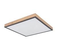 Plafonnier panneau LED panneau de plafond lampe de bureau plafonnier aspect bois graphite, ALU MDF, 24W 1500Lm blanc chaud, LxlxH 45x45x6,5 cm