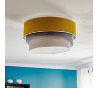 Plafonnier Pastell Trio Duolla, dimmable, orange / jaune, Salon / Salle à manger, Textile / Tissu / Soie, Plafonnier Tissu