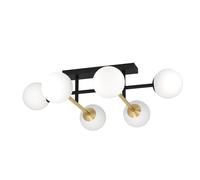 Plafonnier PAZ E14 6X40W en acier noir et laiton brossé 775x495x225mm