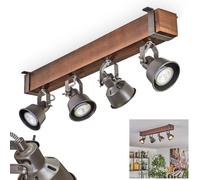 Plafonnier Pehefito de HOFSTEIN, plafonnier à 4 ampoules en métal/bois gris/marron foncé, lampe réglable au design industriel/rétro/vintage avec poutres en bois, GU10, salle à manger, salon, cuisine