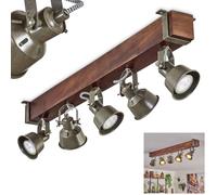 Plafonnier Pehefito, plafonnier moderne en métal/bois noir/marron foncé/vert/gris, plafonnier design industriel avec abat-jour orientable, 6 flammes, 5 x GU10 sans ampoules