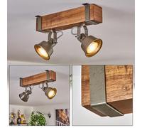 Plafonnier Pehefito, plafonnier moderne en métal/bois vert-gris/marron foncé, plafonnier au design industriel avec abat-jour réglables, 2 ampoules, 2 x GU10 sans ampoules